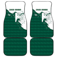 Green Saudi Arabia falcon car floor mats set of 4, square shape with white trim