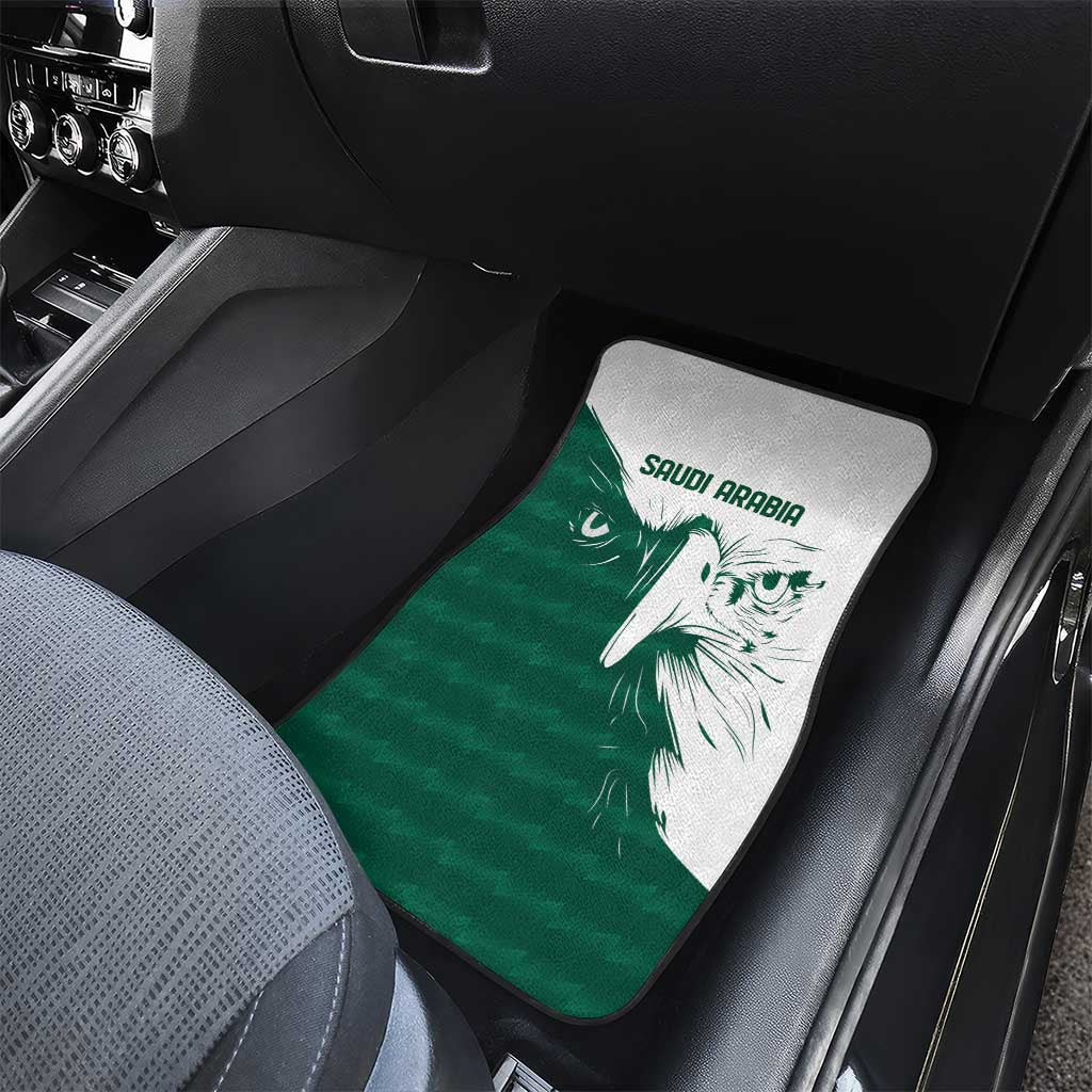 Green Saudi Arabia falcon car floor mat for front passenger seat with white border