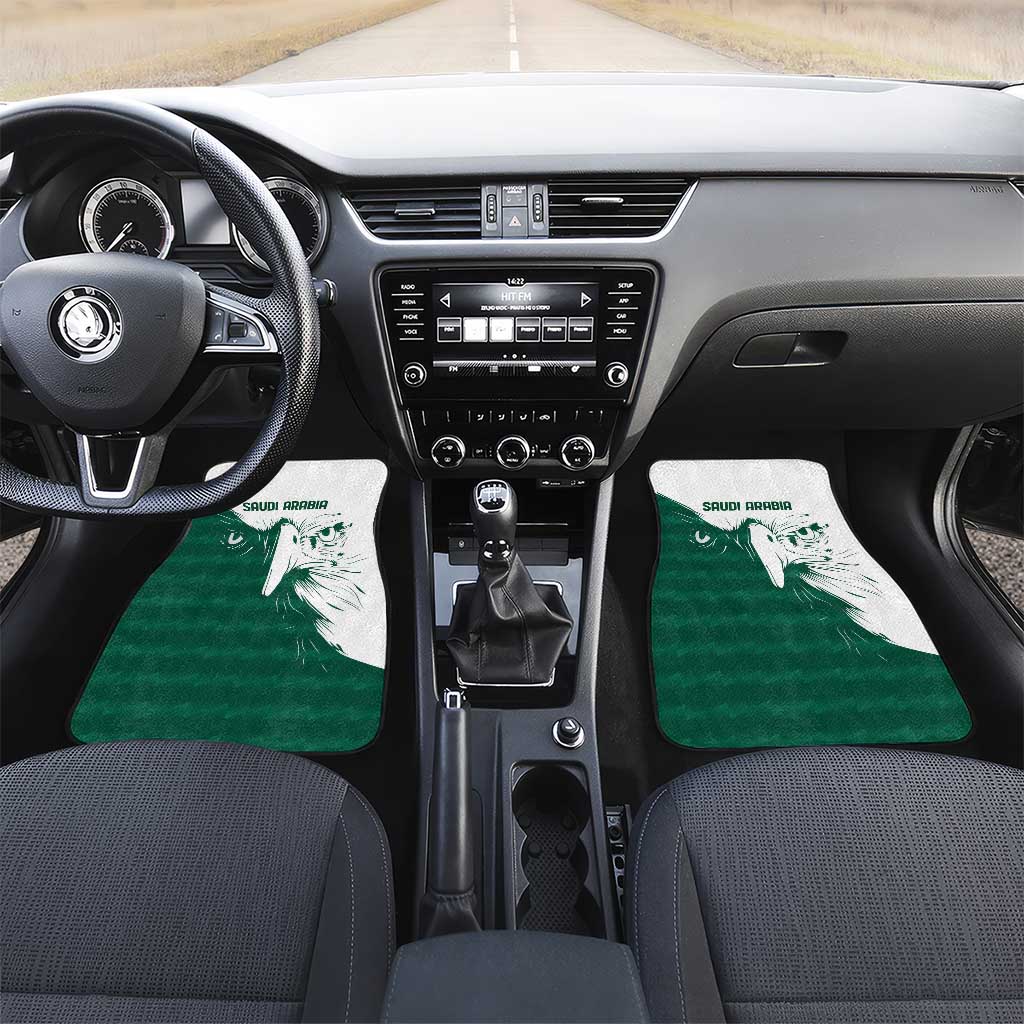 Green Saudi Arabia falcon car floor mats for front seats, two-piece set with white border