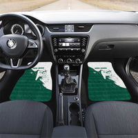 Green Saudi Arabia falcon car floor mats for front seats, two-piece set with white border