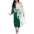 Saudi Arabia Falcon Off The Shoulder Long Sleeve Dress Simple Saudi Pattern - Wonder Print Shop