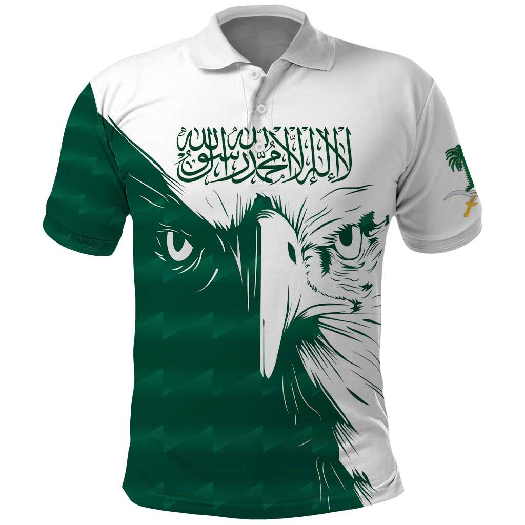 Saudi Arabia Falcon Polo Shirt Simple Saudi Pattern - Wonder Print Shop