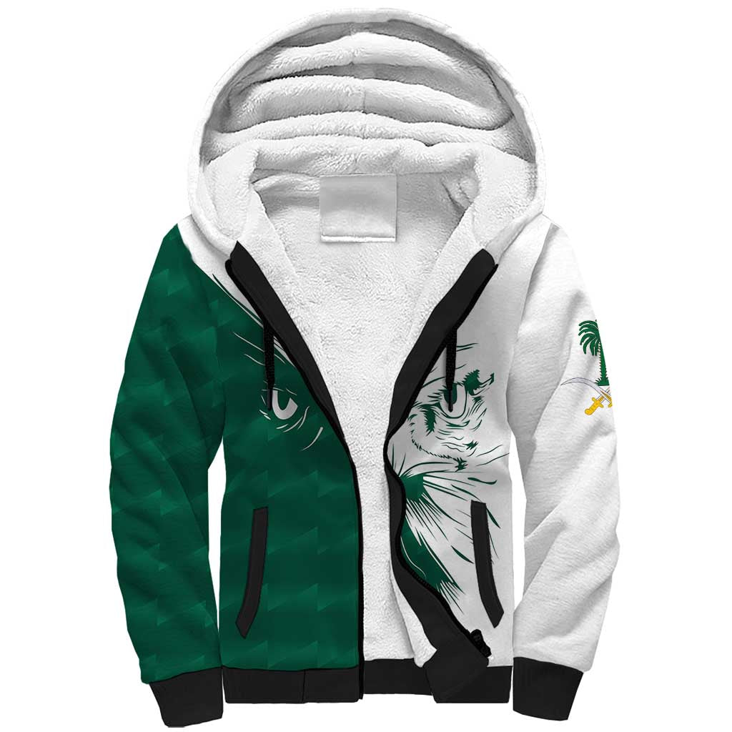 Saudi Arabia Falcon Sherpa Hoodie Simple Saudi Pattern - Wonder Print Shop