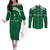 Custom Saudi Arabia Football Couples Matching Off The Shoulder Long Sleeve Dress and Long Sleeve Button Shirt Green Al -‘Arabiyyah Concept 23-2024