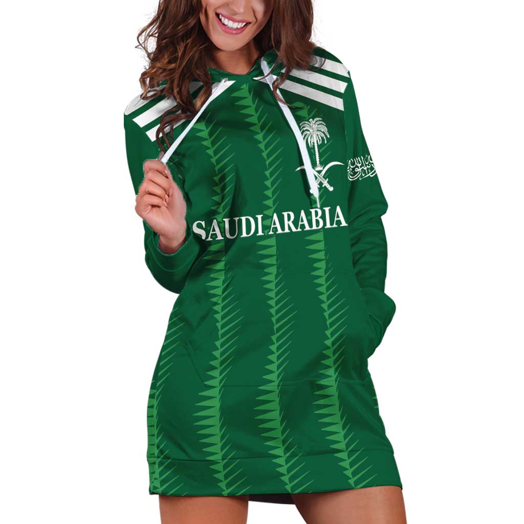 Custom Saudi Arabia Football Hoodie Dress Green Al -Arabiyyah Concept 23-2024 - Wonder Print Shop