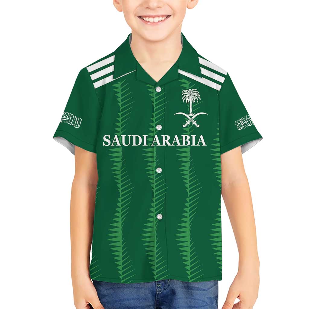 Custom Saudi Arabia Football Kid Hawaiian Shirt Green Al -Arabiyyah Concept 23-2024 - Wonder Print Shop