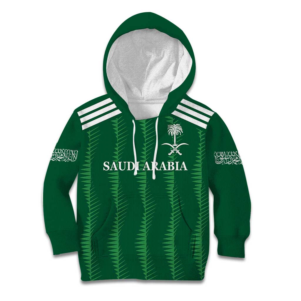 Custom Saudi Arabia Football Kid Hoodie Green Al -Arabiyyah Concept 23-2024 - Wonder Print Shop