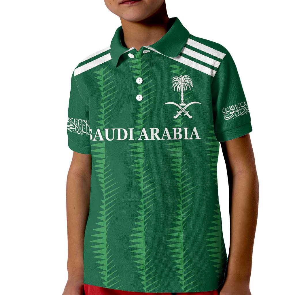 Custom Saudi Arabia Football Kid Polo Shirt Green Al -Arabiyyah Concept 23-2024 - Wonder Print Shop