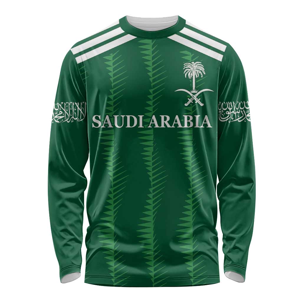 Custom Saudi Arabia Football Long Sleeve Shirt Green Al -Arabiyyah Concept 23-2024 - Wonder Print Shop