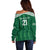 Custom Saudi Arabia Football Off Shoulder Sweater Green Al -‘Arabiyyah Concept 23-2024