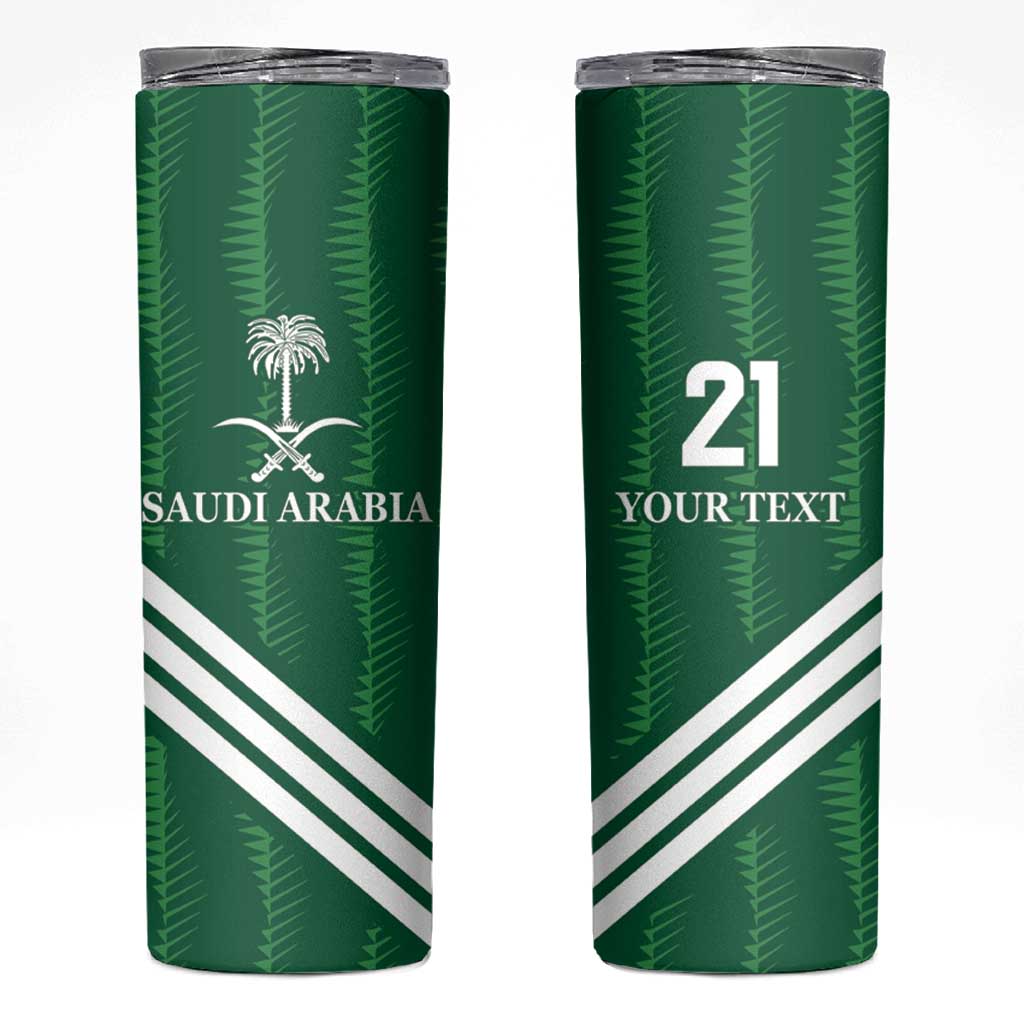 Custom Saudi Arabia Football Skinny Tumbler Green Al -Arabiyyah Concept 23-2024 - Wonder Print Shop