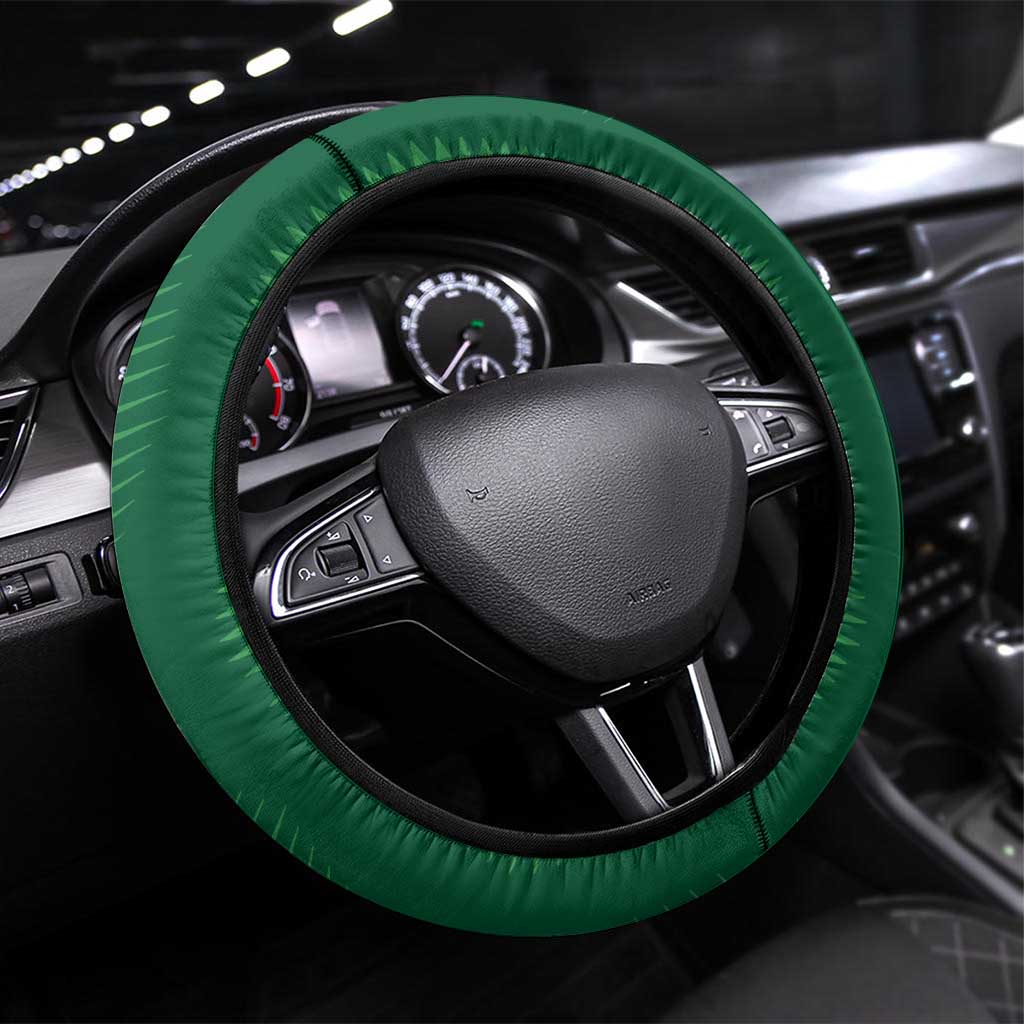 Saudi Arabia Football Steering Wheel Cover Green Al -Arabiyyah Concept 23-2024 - Wonder Print Shop