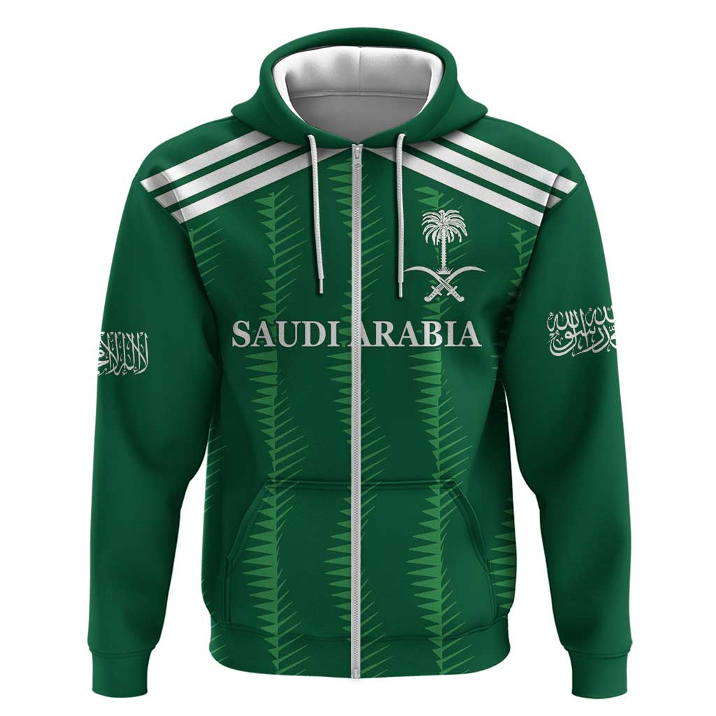 Custom Saudi Arabia Football Zip Hoodie Green Al -Arabiyyah Concept 23-2024 - Wonder Print Shop