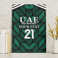 Green UAE football canvas wall art with geometric pattern, UAE text, and large "21"
