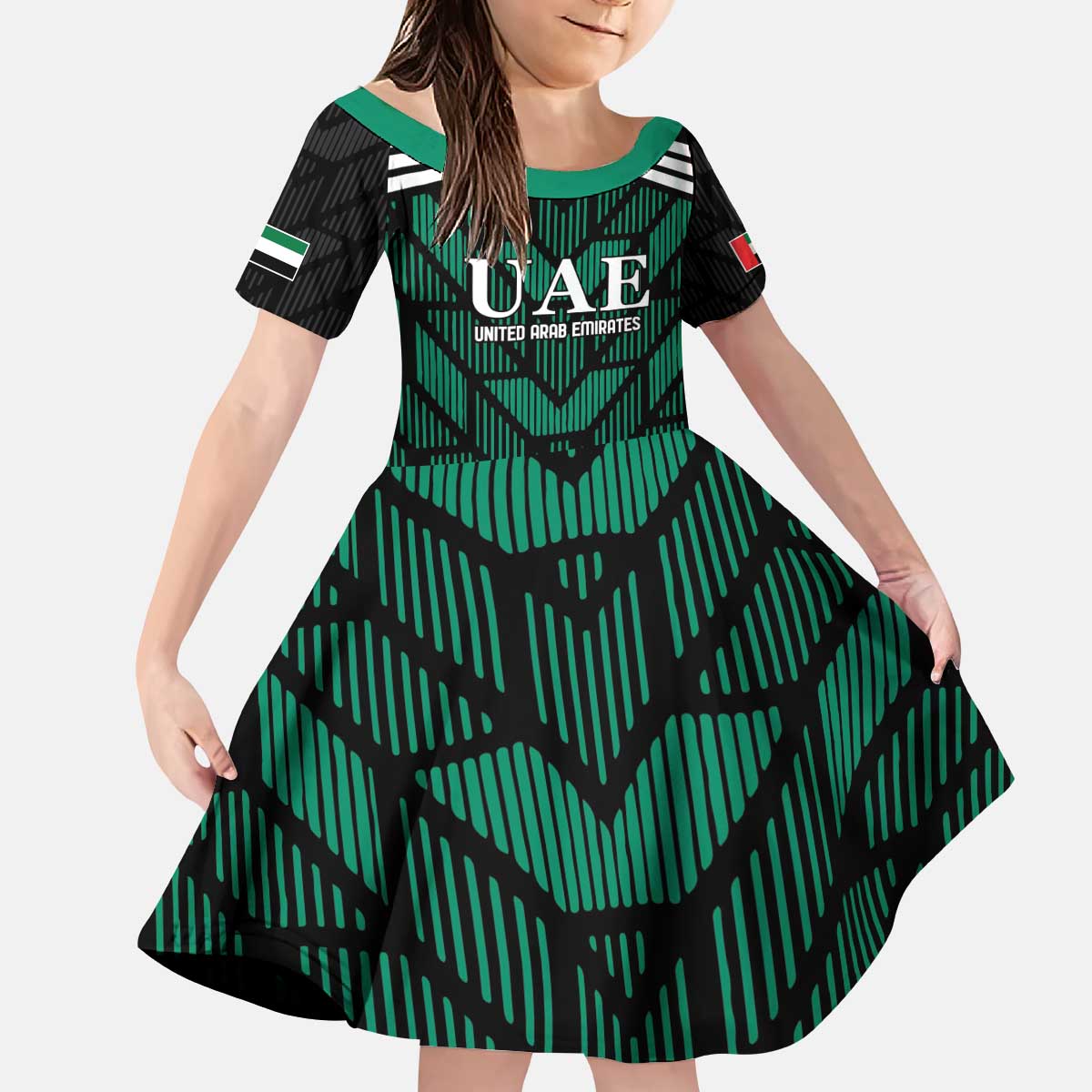 Custom UAE Football Kid Short Sleeve Dress Green Concept 19-2020 - Wonder Print Shop