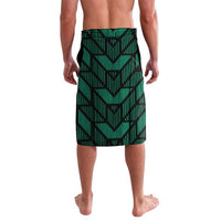 Green football lavalava-style skirt with chevron pattern and elastic waistband