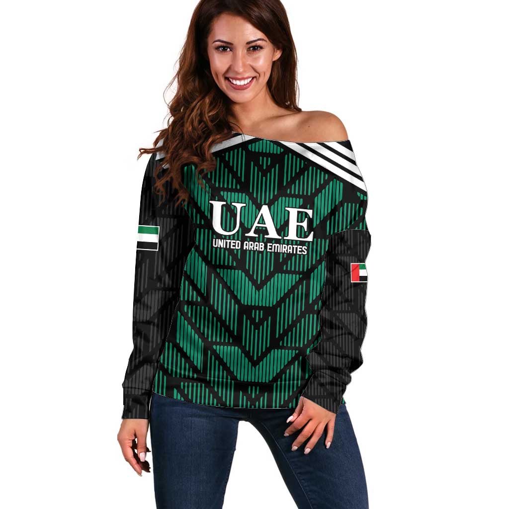 Custom UAE Football Off Shoulder Sweater Green Concept 19-2020