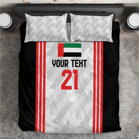 Black and white football bedding set with red stripes, green/black panel, number 21, pillows