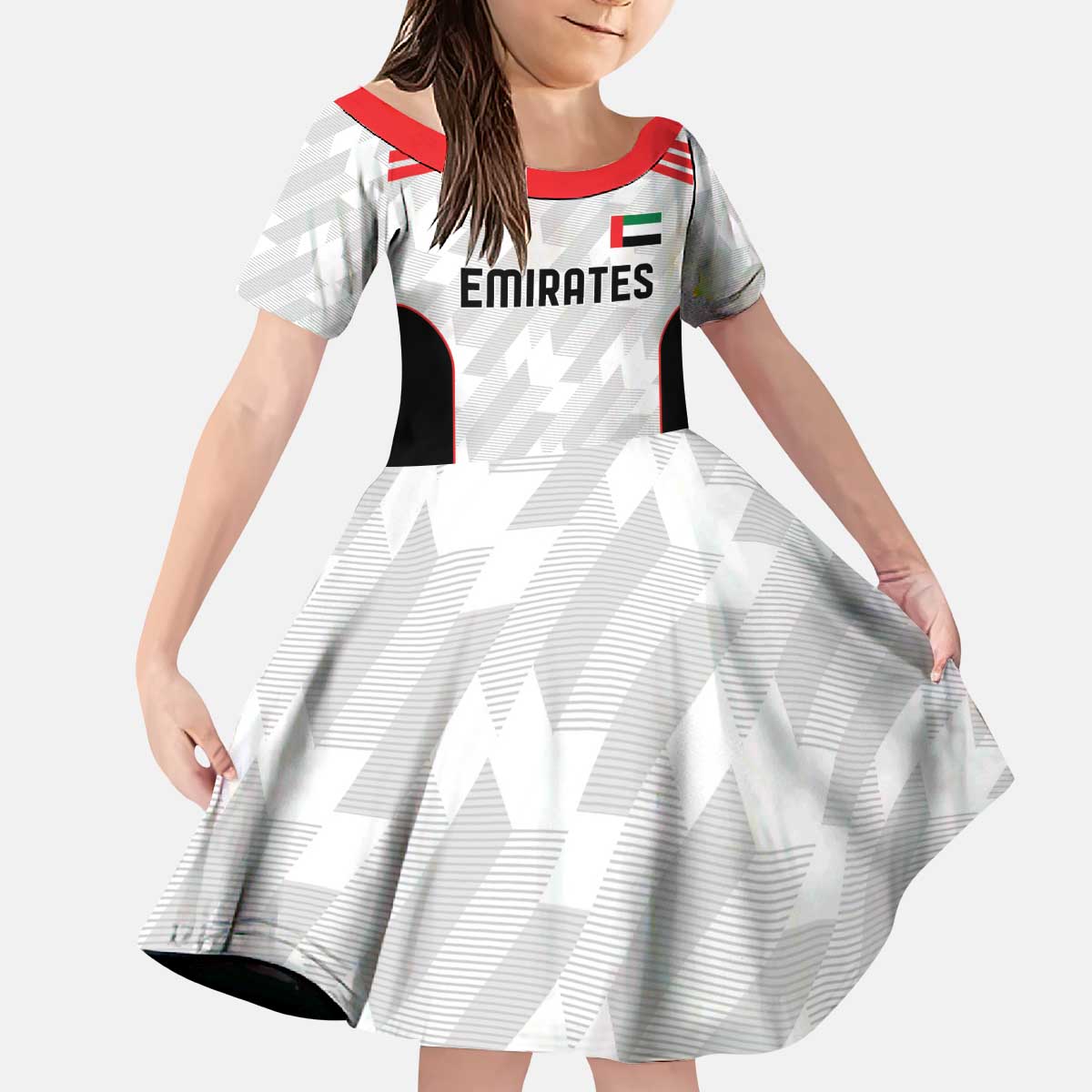 Custom UAE Football Kid Short Sleeve Dress The Whites Concept 19-2020 - Wonder Print Shop