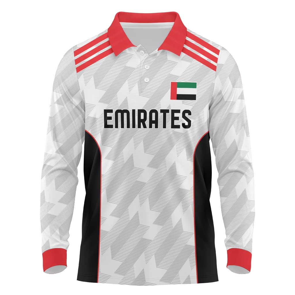 Custom UAE Football Long Sleeve Polo Shirt The Whites Concept 19-2020 - Wonder Print Shop