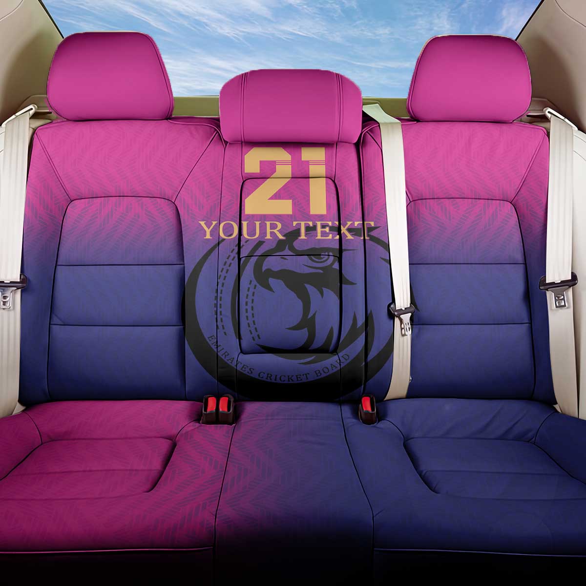 Custom UAE Cricket Back Car Seat Cover United Arab Emirates Falcon Sporty Pattern LT9 - Wonder Print Shop