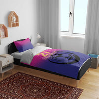 Cricket bedding set with pink-to-blue gradient, number 21 graphic, and falcon emblem