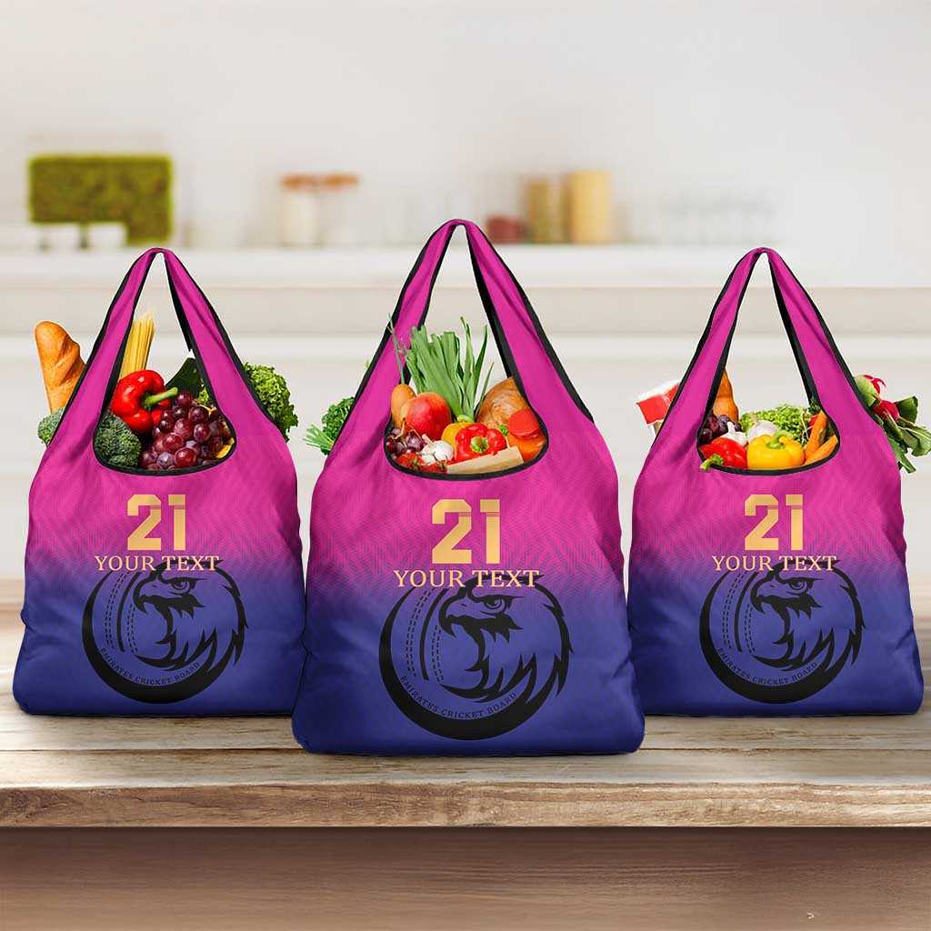 Set of three pink-to-purple gradient tote bags with falcon logo and number 21