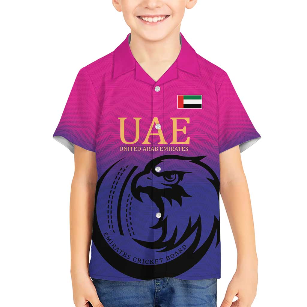 Custom UAE Cricket Kid Hawaiian Shirt United Arab Emirates Falcon Sporty Pattern - Wonder Print Shop