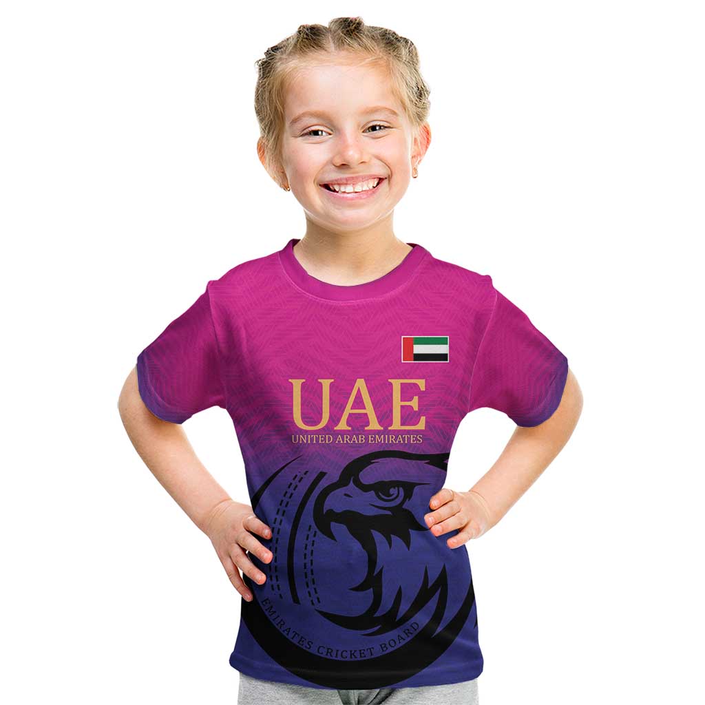 Custom UAE Cricket Kid T Shirt United Arab Emirates Falcon Sporty Pattern - Wonder Print Shop