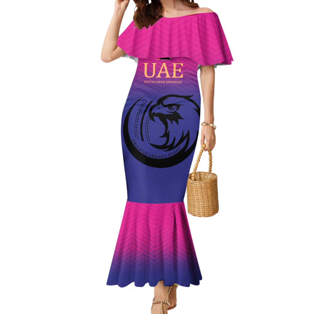 Custom UAE Cricket Mermaid Dress United Arab Emirates Falcon Sporty Pattern - Wonder Print Shop