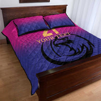 Cricket quilt bed set in pink and blue with falcon logo and black trim