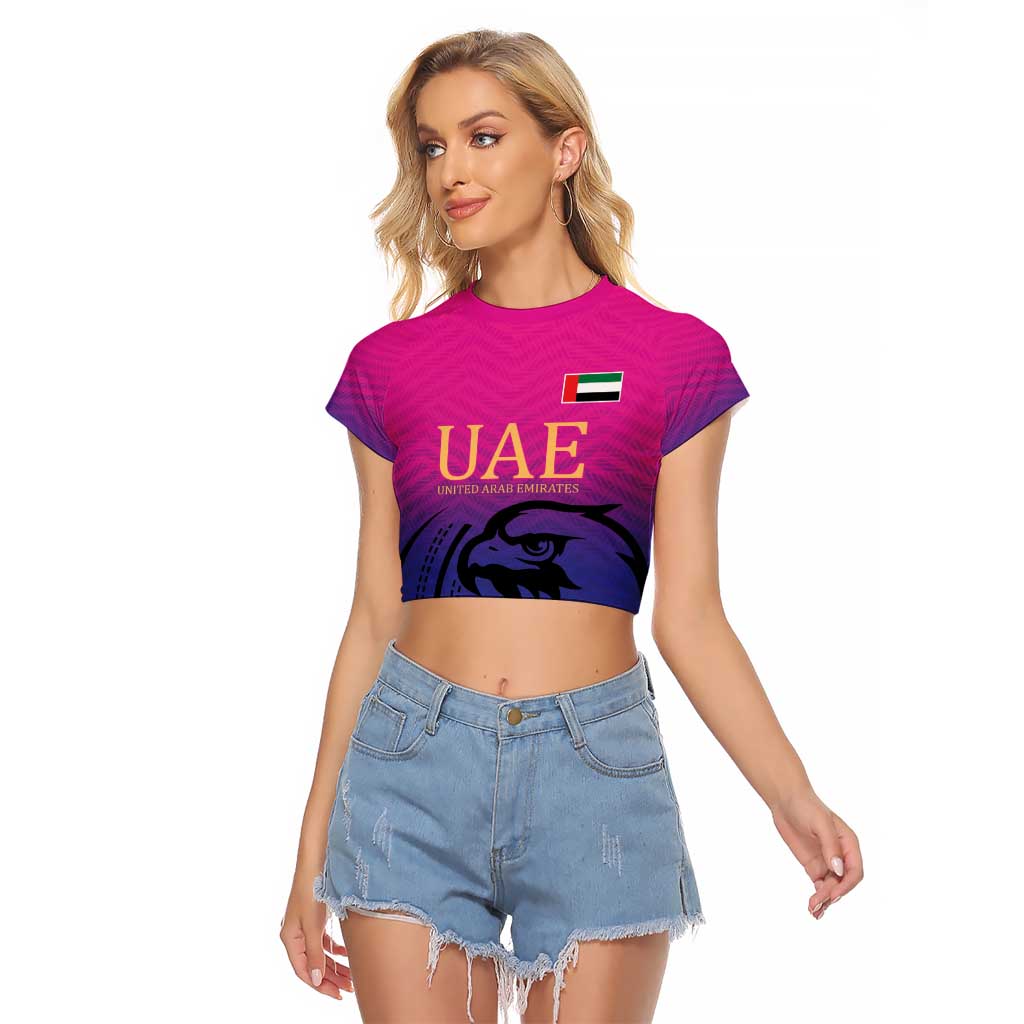 Custom UAE Cricket Raglan Cropped T Shirt United Arab Emirates Falcon Sporty Pattern