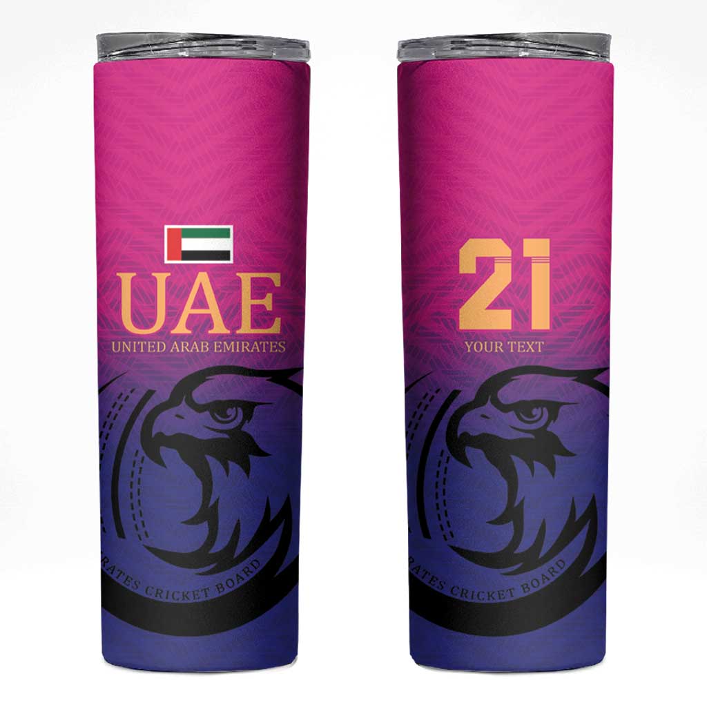 Custom UAE Cricket Skinny Tumbler United Arab Emirates Falcon Sporty Pattern