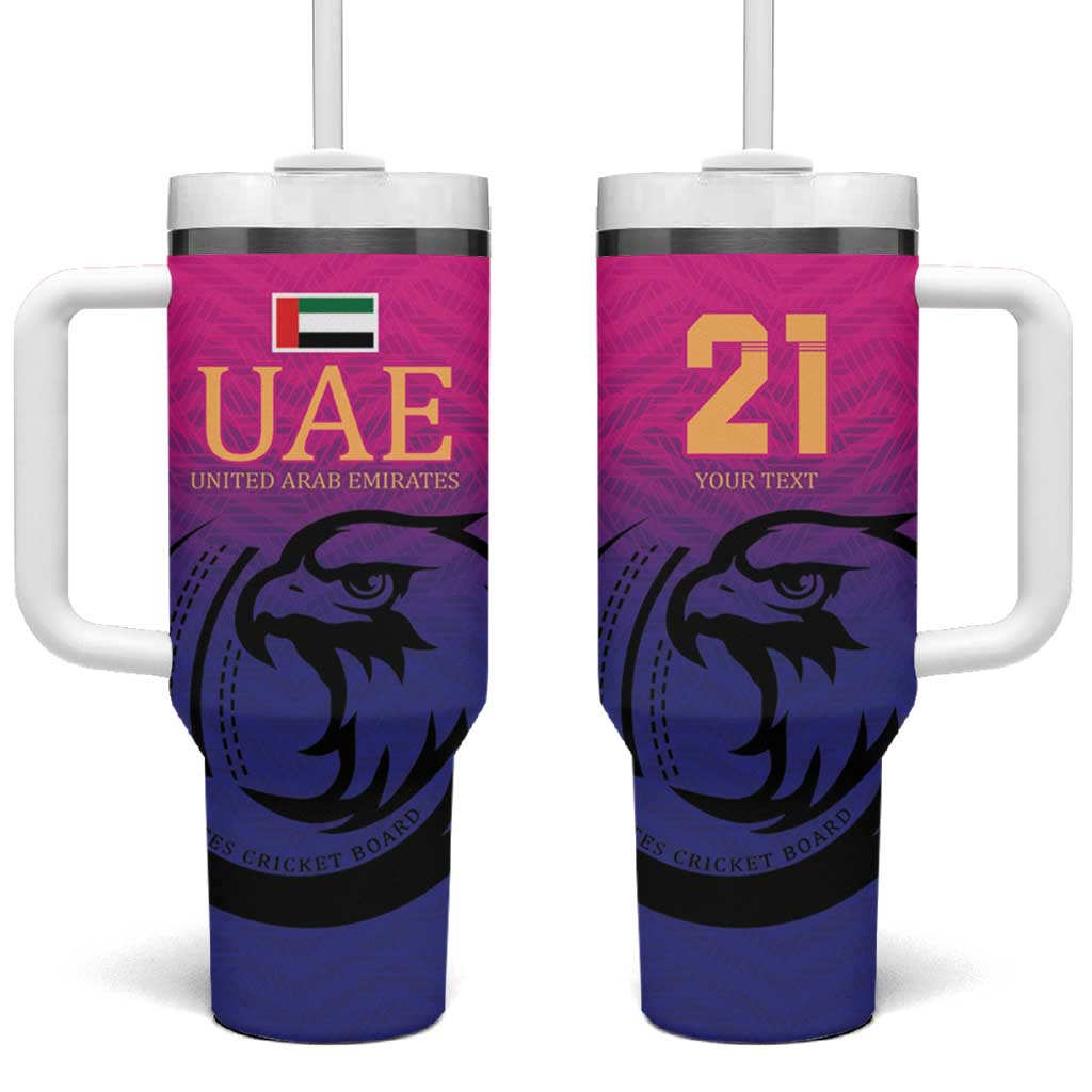 Custom UAE Cricket Tumbler With Handle United Arab Emirates Falcon Sporty Pattern