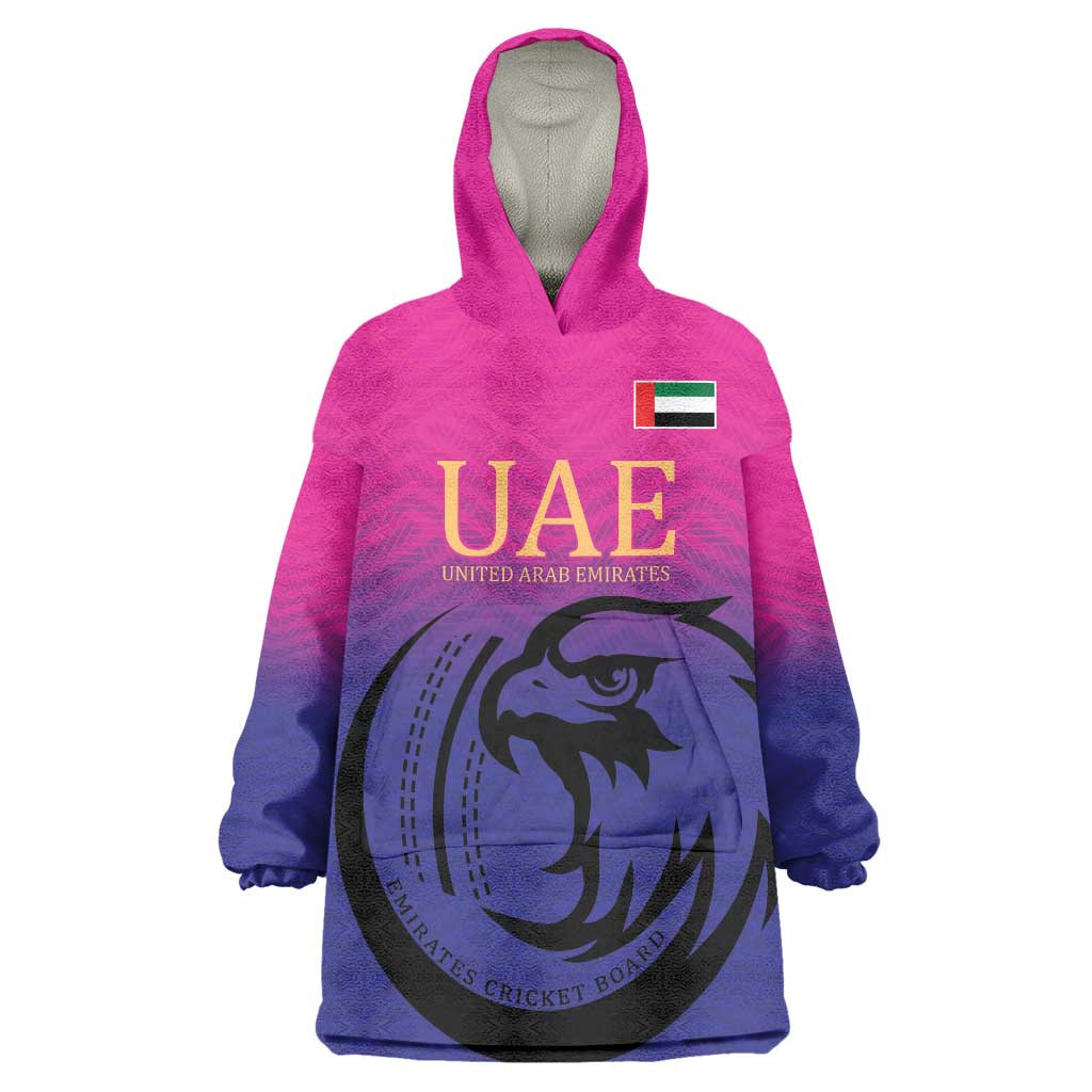 Custom UAE Cricket Wearable Blanket Hoodie United Arab Emirates Falcon Sporty Pattern