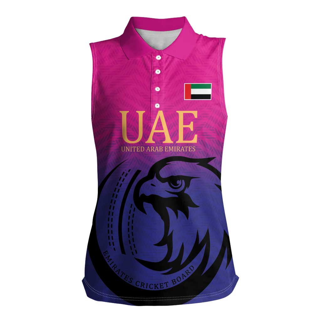 Custom UAE Cricket Women Sleeveless Polo Shirt United Arab Emirates Falcon Sporty Pattern