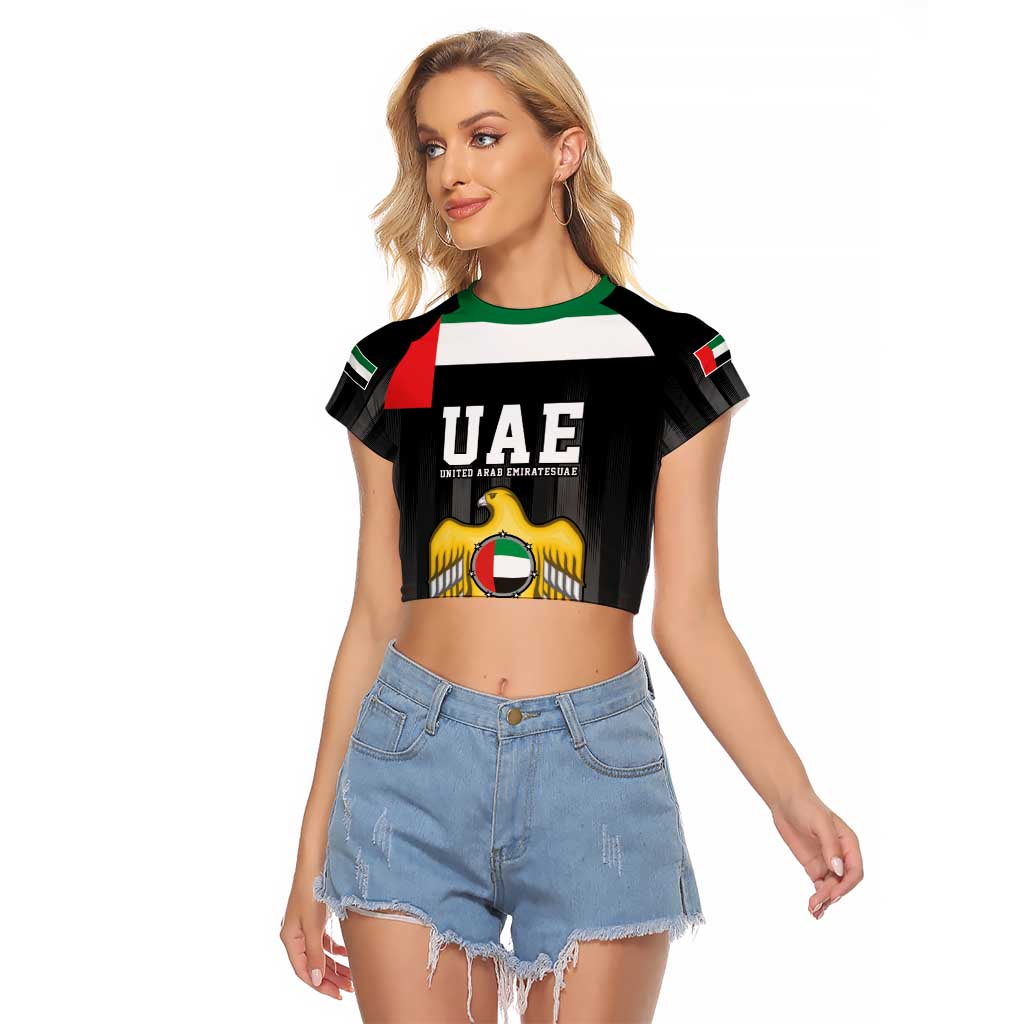 United Arab Emirates Raglan Cropped T Shirt UAE Emblem Hawk of Quraish