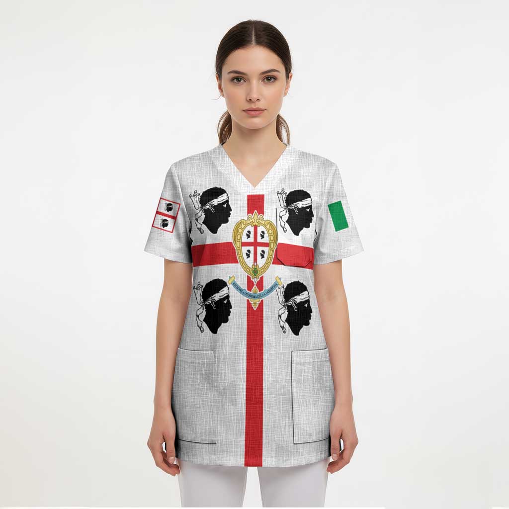 Personalized Italy Sardinia Scrub Top Inspiration Flags Style - Wonder Print Shop