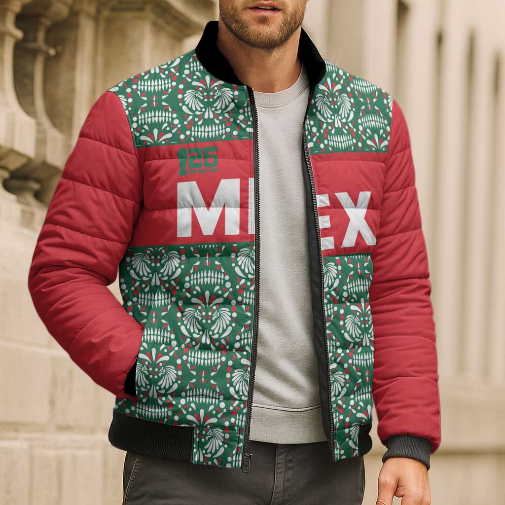 Mexico WC26 Custom Bomber Puffer Jacket Minimalist Aztec Eagle El Tricolor
