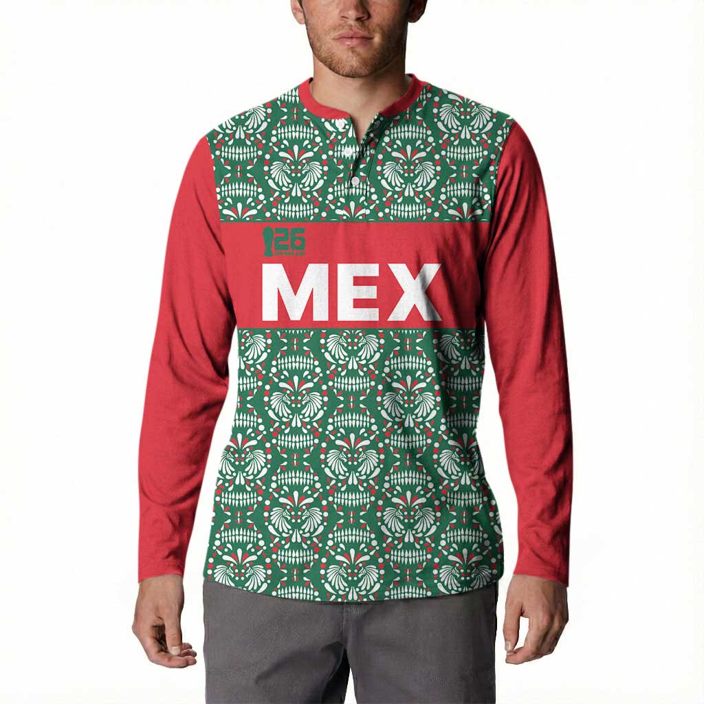 Mexico WC26 Custom Button Sweatshirt Minimalist Aztec Eagle El Tricolor