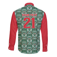 Mexico WC26 Custom Long Sleeve Button Shirt Minimalist Aztec Eagle El Tricolor