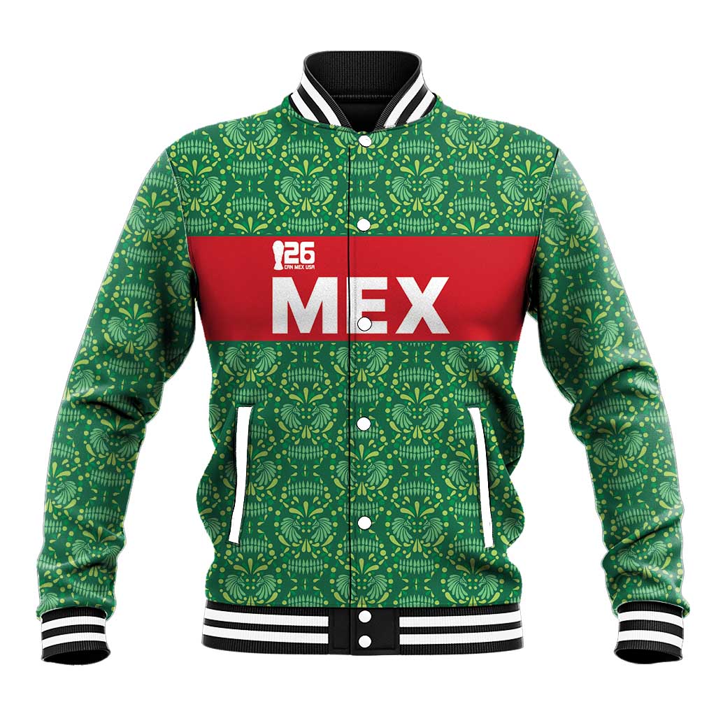 Mexico WC26 Custom Baseball Jacket Minimalist Aztec Eagle Green Color