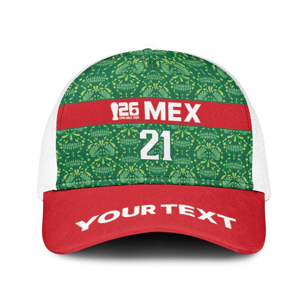 Mexico WC26 Custom Baseball Net Cap Minimalist Aztec Eagle Green Color