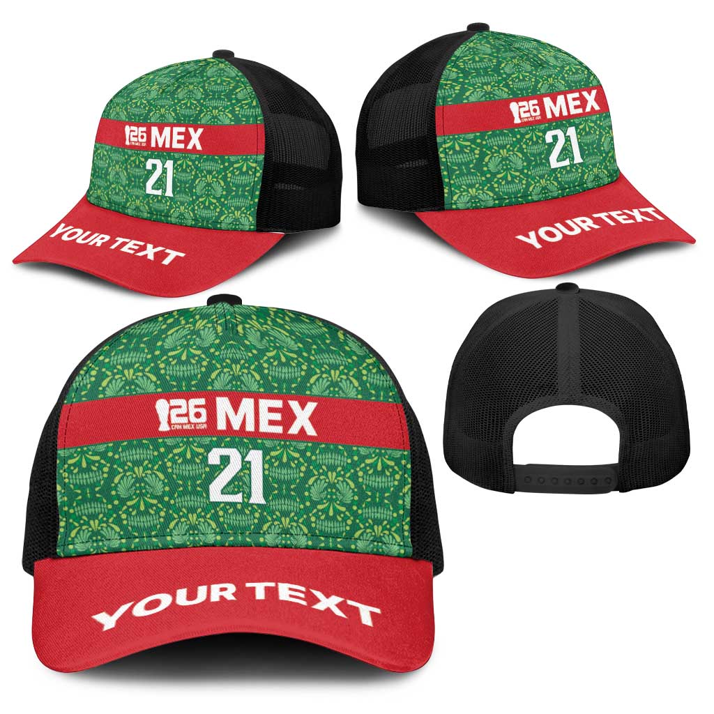 Mexico WC26 Custom Baseball Net Cap Minimalist Aztec Eagle Green Color