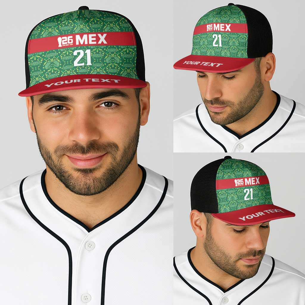 Mexico WC26 Custom Baseball Net Cap Minimalist Aztec Eagle Green Color