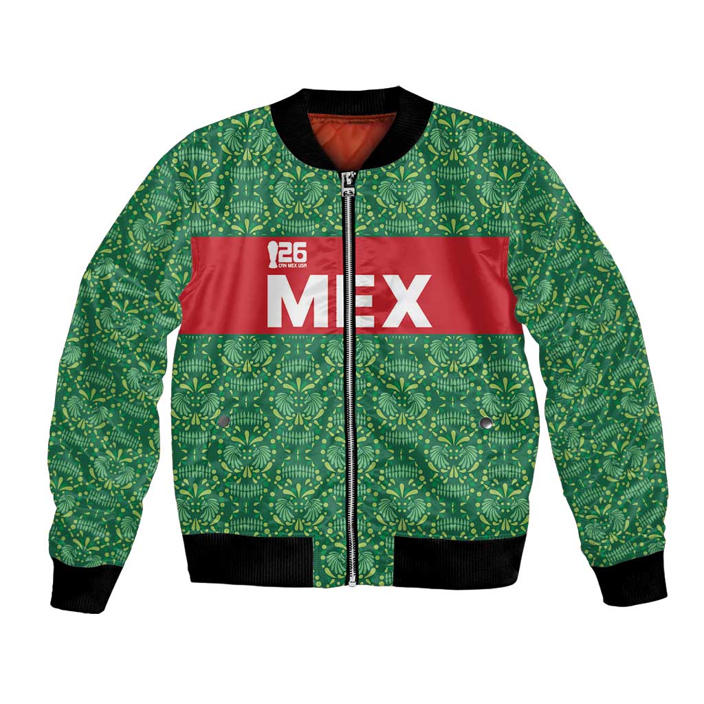 Mexico WC26 Custom Bomber Jacket Minimalist Aztec Eagle Green Color