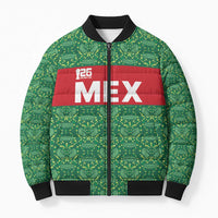 Mexico WC26 Custom Bomber Puffer Jacket Minimalist Aztec Eagle Green Color
