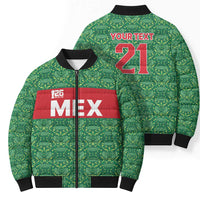Mexico WC26 Custom Bomber Puffer Jacket Minimalist Aztec Eagle Green Color