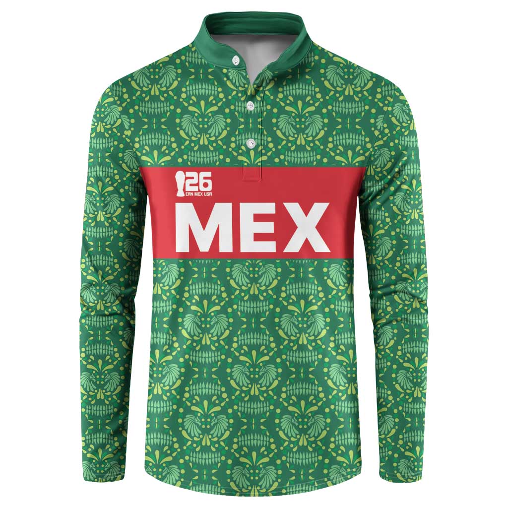 Mexico WC26 Custom Button Sweatshirt Minimalist Aztec Eagle Green Color