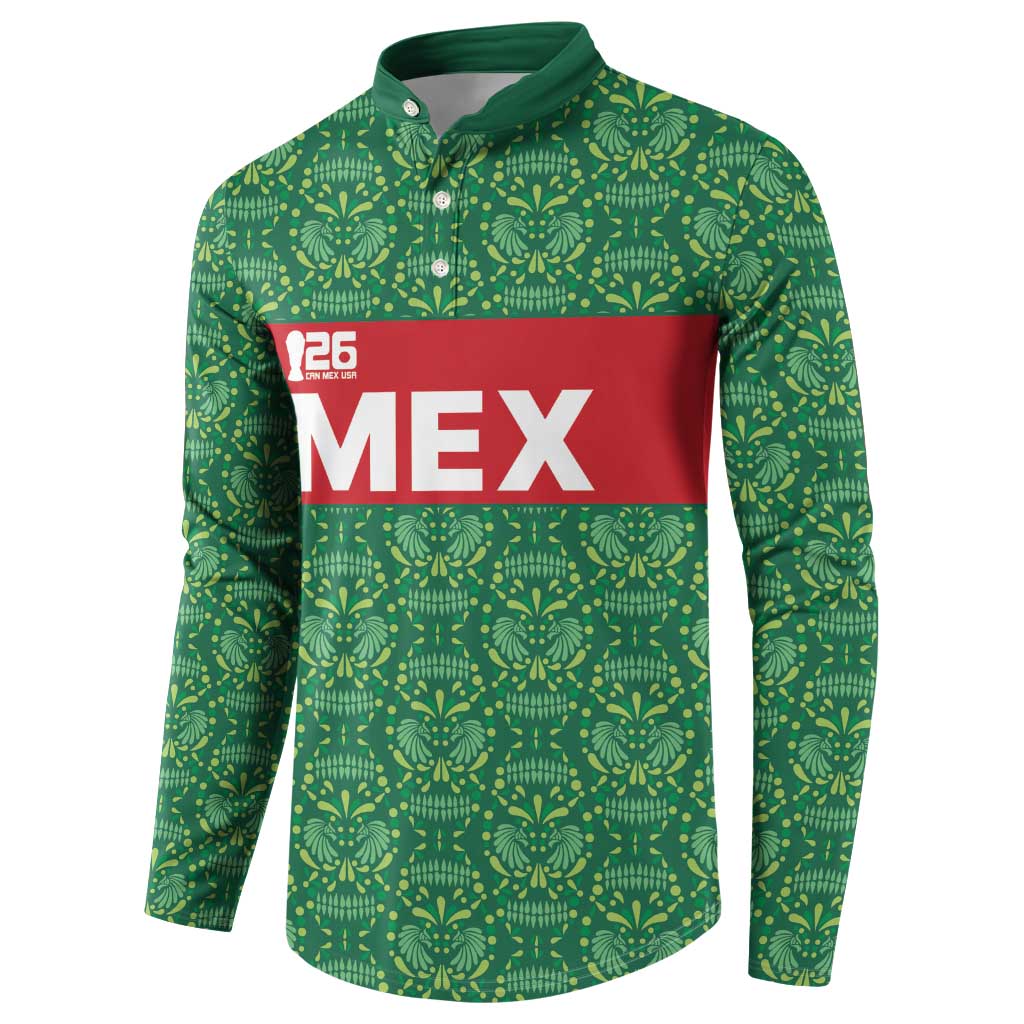 Mexico WC26 Custom Button Sweatshirt Minimalist Aztec Eagle Green Color